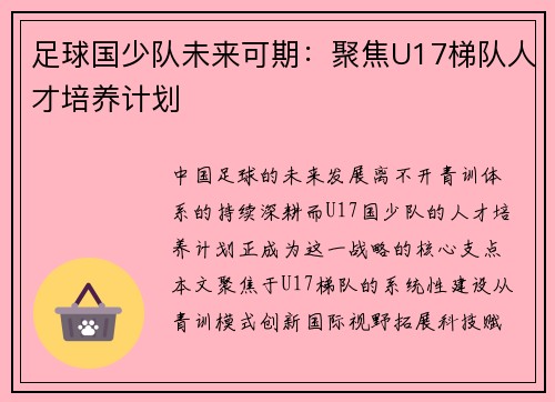 足球国少队未来可期：聚焦U17梯队人才培养计划